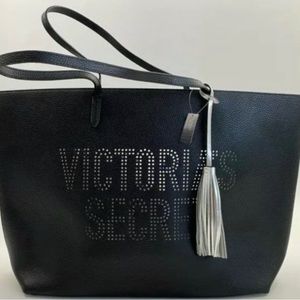 Victoria’s Secret Tassel Perforated Logo Tote Black